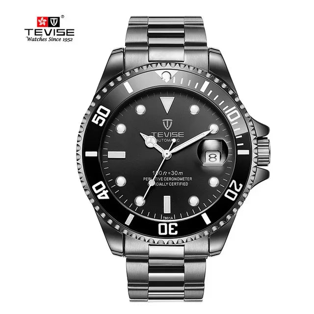 Luxury Brand Automatic Wrist Watches Tevise Stainless Steel Date Calendar Watch Diver Waterproof Military Men's Mechanical Watch - IFINDALL