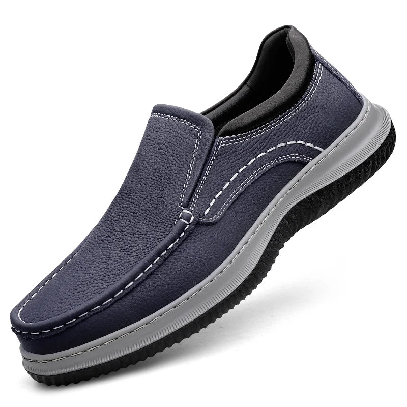 Genuine Leather Men Business Loafers Antiskid Casual Leather Walking Shoe Classic Flats Designer Outdoor Driving Minimalist Shoe - IFINDALL