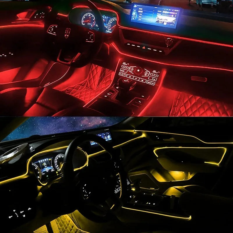 Neon Car LED Interior Lights RGB Ambient Light Fiber Optic Kit With APP Wireless Control LED Auto Atmosphere Decorative Lamp 12V - IFINDALL