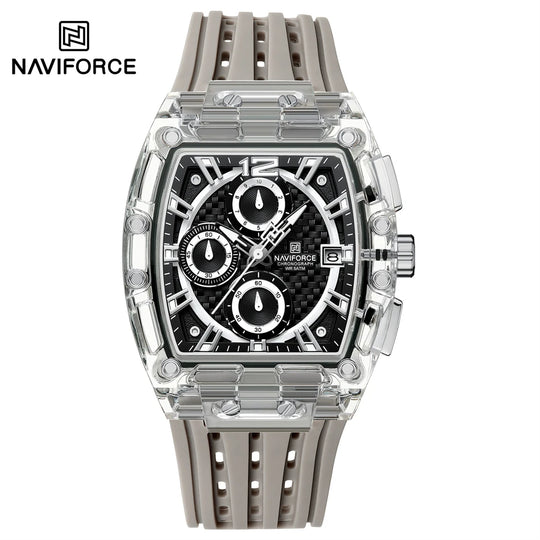 NAVIFORCE Men's Watch Quartz Chronograph Fashion Clock Waterproof Silicone Tape Watches for Man Date Display Sports Wristwatches - IFINDALL