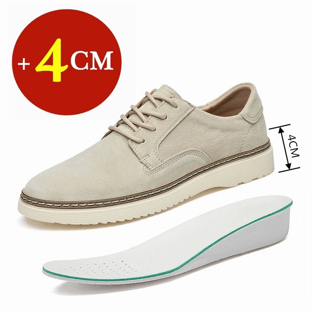 Classic Genuine Leather Casual Shoes Sneakers Man Elevator Shoes Height Increase Shoes for Men Insoles 4CM Sports Leisure Taller - IFINDALL