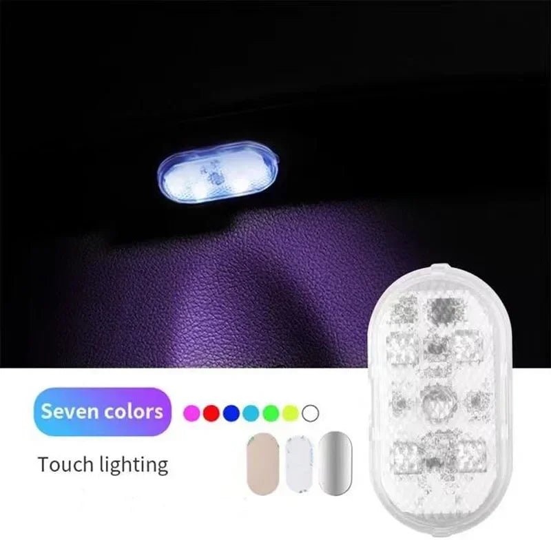 1PC LED Car Mini Touch Light USB Charging Portable Auto Ceiling Reading Night Lamp Wireless Magnetic Decoration Ambinet Light - IFINDALL