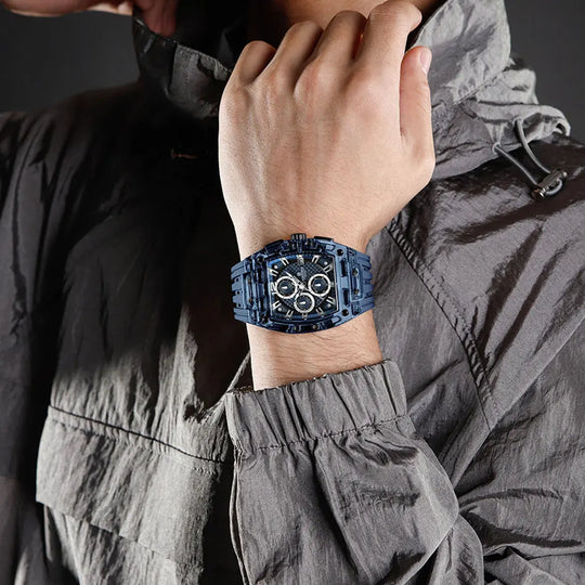NAVIFORCE Men's Watch Quartz Chronograph Fashion Clock Waterproof Silicone Tape Watches for Man Date Display Sports Wristwatches - IFINDALL