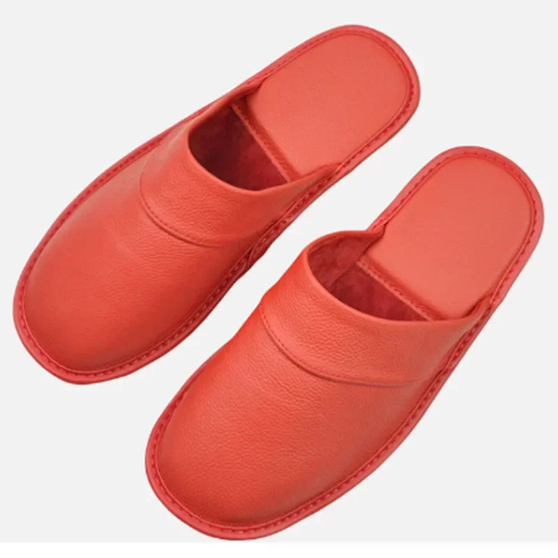 Genuine Cow Leather Slippers Homes In Indoor Slipper Spring Autumn Summer Men Women Elderly Non-slip Casual Single Slides Shoes - IFINDALL
