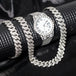 Stunning rhinestone-encrusted watch set with matching chain necklace - Round dial Quartz movement - IFINDALL