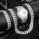 Stunning rhinestone-encrusted watch set with matching chain necklace - Round dial Quartz movement - IFINDALL