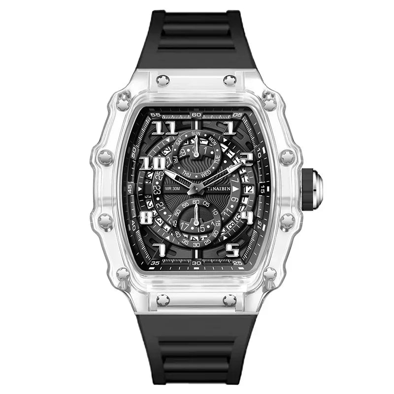 Unique Blue Fashion Brand Men's Watches Silicone Strap Waterproof Out Door Sport Military Watches for Men Multi Function Luxury - IFINDALL
