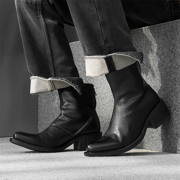 Leather Boots Men Brand British Style Comfortable Fashion Thick-Soled Wizard Ankle Boots - IFINDALL