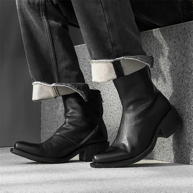 Leather Boots Men Brand British Style Comfortable Fashion Thick-Soled Wizard Ankle Boots - IFINDALL