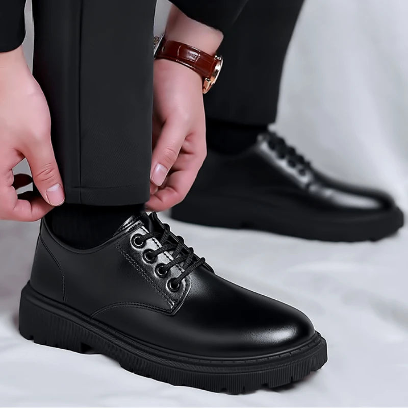 Luxury Men's Genuine Leather Business Formal Shoes British Style Men's Black Platform Lace Up Casual Shoes Zapatos De Cuero 2025 - IFINDALL