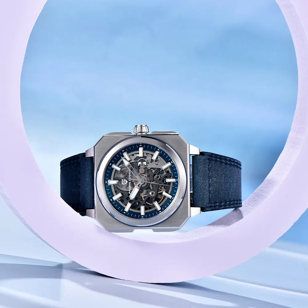 PAGANI DESIGN 42MM Skeleton Men Mechanical Watch 5ATM Waterproof Sapphire Glass Automatic Watch Square Stainless Steel Men Watch - IFINDALL