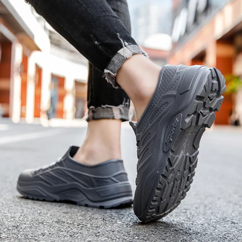 New Men's Rain Boots Flat Waterproof Wear-resistant Kitchen Car Wash Work Shoes Outdoor Male Sneakers Men's Light Fishing Shoes - IFINDALL
