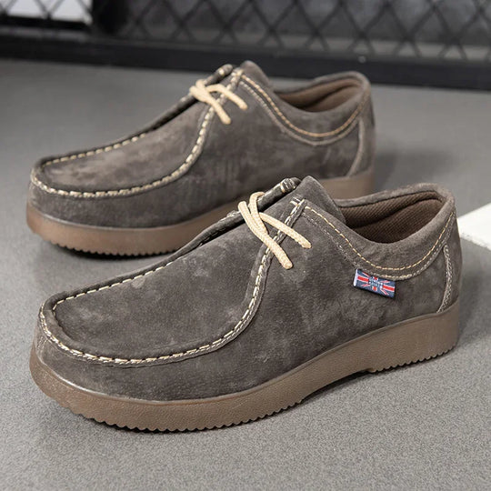 Men Casual Shoes High-Grade Suede Leather Work Shoes Male Lace-up Flats Sneakers Platform British Business Party Dress Shoes 46 - IFINDALL