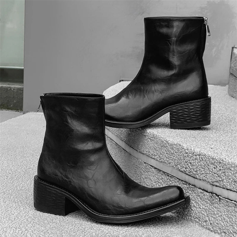 Leather Boots Men Brand British Style Comfortable Fashion Thick-Soled Wizard Ankle Boots - IFINDALL
