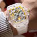 Luxury men's watch onola plastic transparent hollow full automatic mechanical watches men waterproof clock - IFINDALL