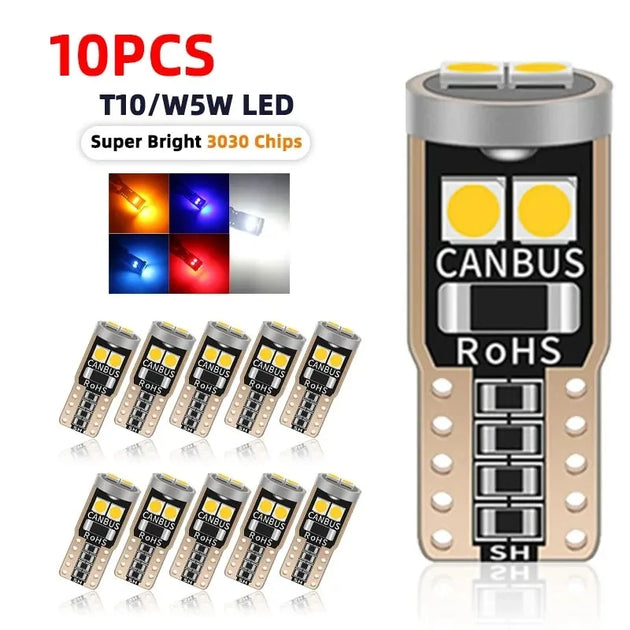 2/6/10Pcs T10 W5W 6SMD 3030 Super Bright LED Canbus No Error Car Interior Reading Dome Lights Auto Parking Lamp Wedg - IFINDALL