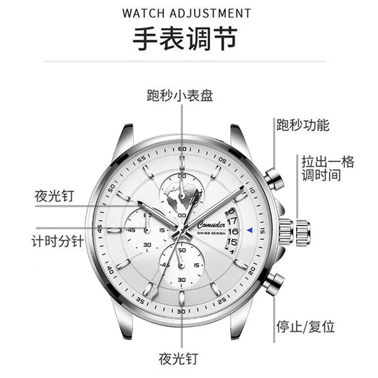Men's Watch Leather Strap Quartz Watch Waterproof Calendar Quartz Movement Man Wrist Watch Business Style A4319 - IFINDALL