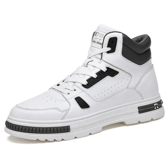 New height increasing 6/8cm men's leather boots breathable casual shoes athletic jogging gym shoes fashion leather sports shoes - IFINDALL