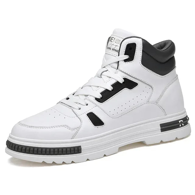 New height increasing 6/8cm men's leather boots breathable casual shoes athletic jogging gym shoes fashion leather sports shoes - IFINDALL