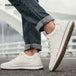 Genuine leather men skataboard shoes elevator 6cm height increase sports loafers hollow breathable sneakers designer shoes - IFINDALL
