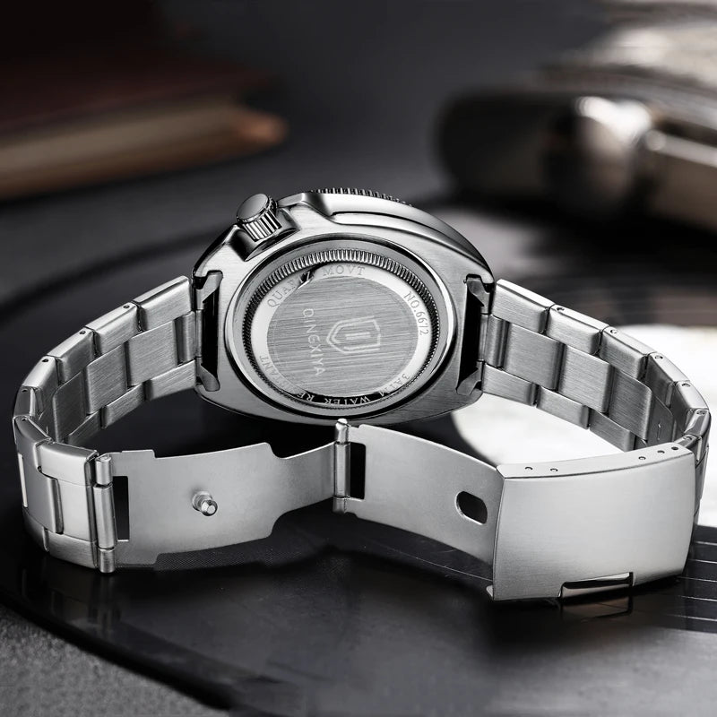 QINGXIYA Brand New Fashion Design Date Quartz Watch for Men Stainless Steel Waterproof Luminous Mens Watches Relogio Masculino - IFINDALL