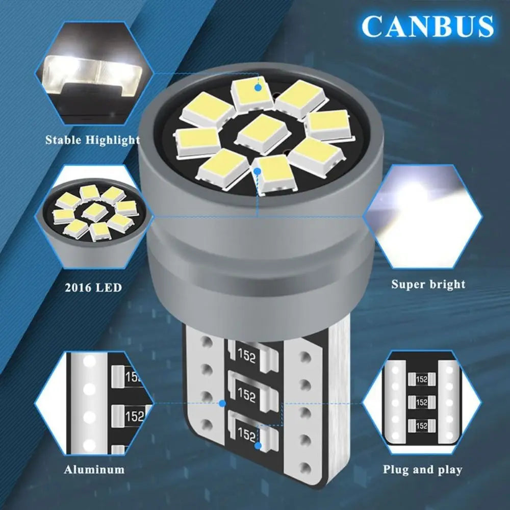 T10 W5W 168 192 Led Tail Light 2016 9smd 12V Auto Lamp CANBUS NO Error Car Marker Parking Bulb Licence Plate Light Car Lights - IFINDALL