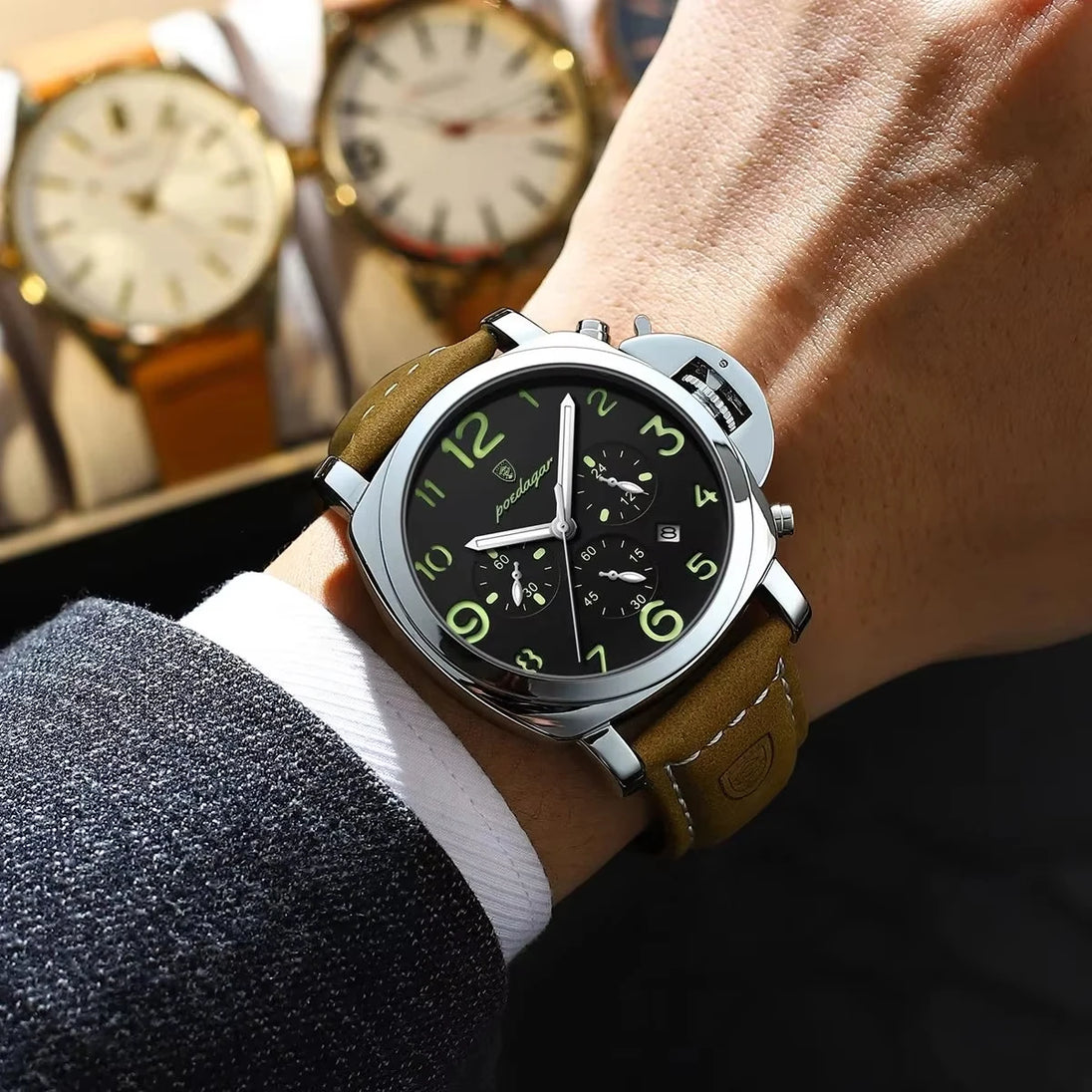 POEDAGAR Sports Military Watch For Men Waterproof Luminous Leather Man Watch Quartz High Quality Men's Sports Watches Male Reloj - IFINDALL