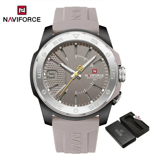 NAVIFORCE NF7112 Original Quartz Watch for Men Simple Silicone Strap 5Bar Waterproof Luminous Watches - IFINDALL