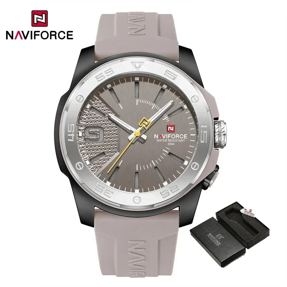 NAVIFORCE NF7112 Original Quartz Watch for Men Simple Silicone Strap 5Bar Waterproof Luminous Watches - IFINDALL