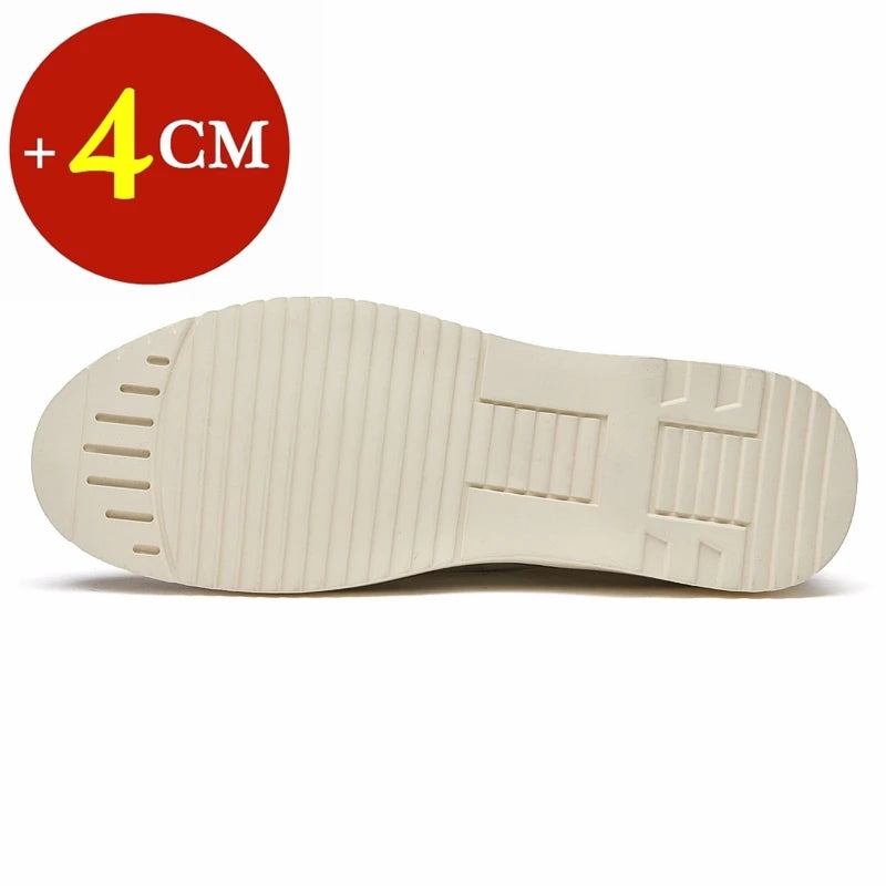 Classic Genuine Leather Casual Shoes Sneakers Man Elevator Shoes Height Increase Shoes for Men Insoles 4CM Sports Leisure Taller - IFINDALL