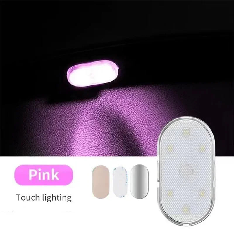 1PC LED Car Mini Touch Light USB Charging Portable Auto Ceiling Reading Night Lamp Wireless Magnetic Decoration Ambinet Light - IFINDALL