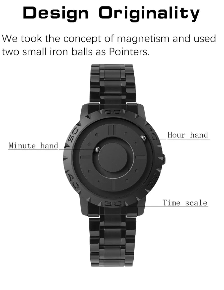 Fashion Magnetic Ball Quartz Watch Men Luxury Sport Waterproof EUTOUR Mens Watch Stainless Steel Male Clock Men Wristwatch 2024 - IFINDALL