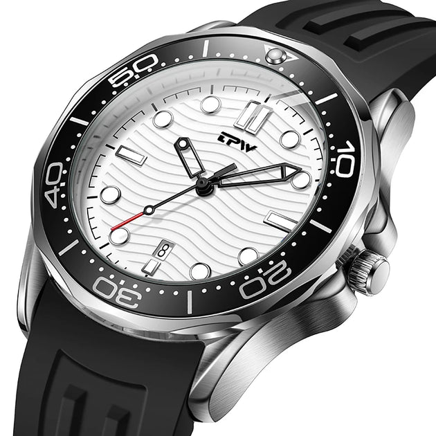 TPW  Quartz Movement 41mm Rotating Bezel  Silicone Strap Watch Analog with Day Function Business Watch - IFINDALL