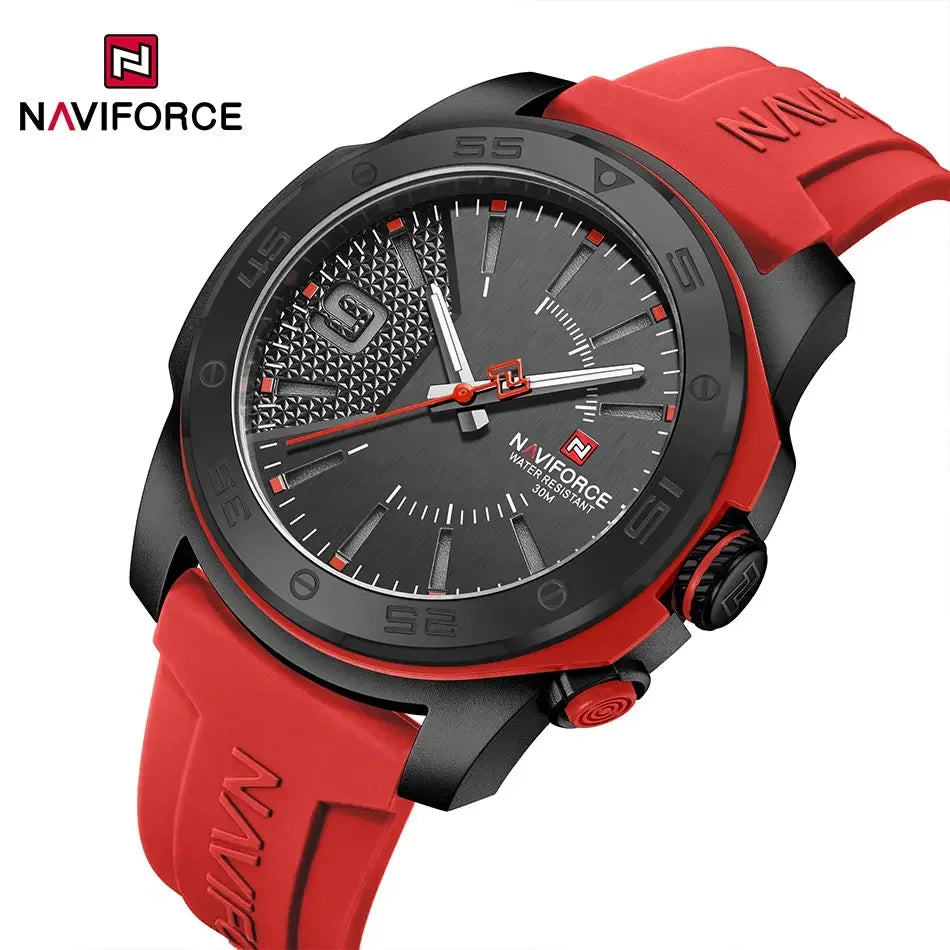 NAVIFORCE NF7112 Original Quartz Watch for Men Simple Silicone Strap 5Bar Waterproof Luminous Watches - IFINDALL