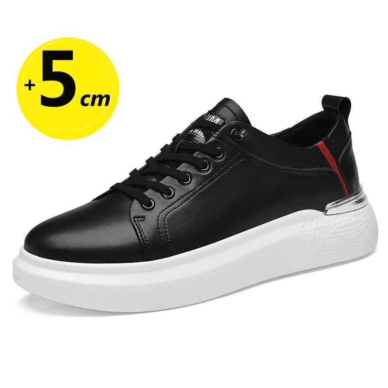 Elevator shoes for man height increase 7cm 2025 Luxury sneaker Genuine Leather Men's Hidden Heels Casual Shoe Heights Genuine Le - IFINDALL