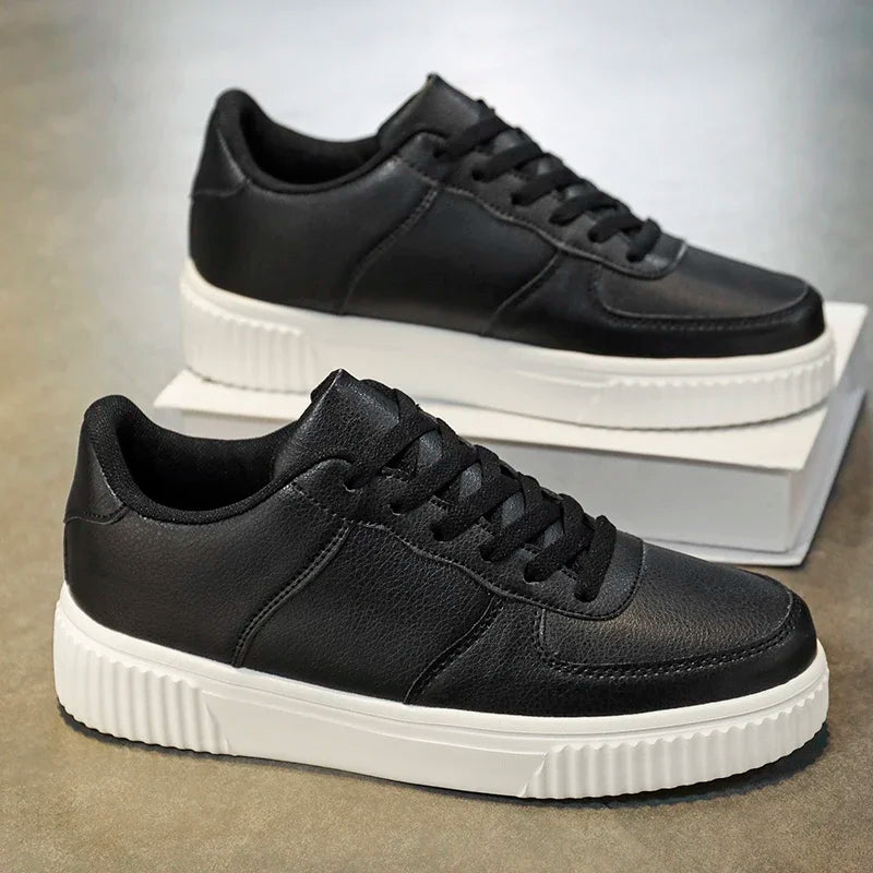 Cheap Plus Big Size 47 48 49 50 51 Skateboarding Shoes Men PU Leather Casual Shoes White Black Lightweight Dropshipping - IFINDALL