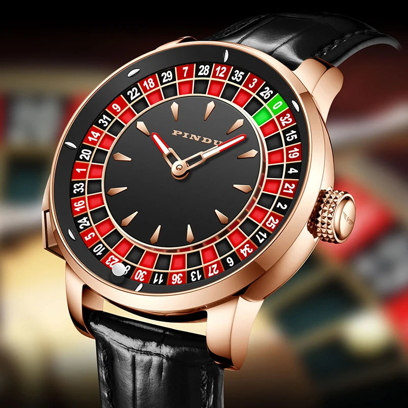 Pindu Player Gambling Series Men's Watch European Roulette Poker Game Fully Automatic Mechanical Sports Design Party Watch - IFINDALL