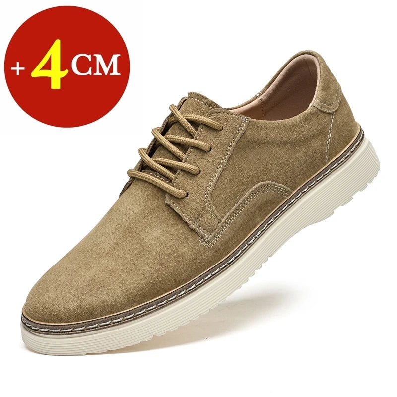 Classic Genuine Leather Casual Shoes Sneakers Man Elevator Shoes Height Increase Shoes for Men Insoles 4CM Sports Leisure Taller - IFINDALL