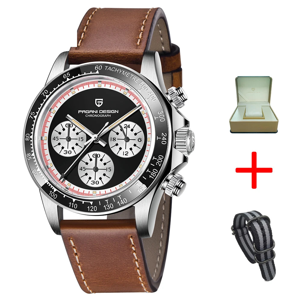PAGANI DESIGN New Men's Quartz Watch Fashion Ceramic bezel Chronograph 100m Waterproof Men's Stainless Steel Watch - IFINDALL