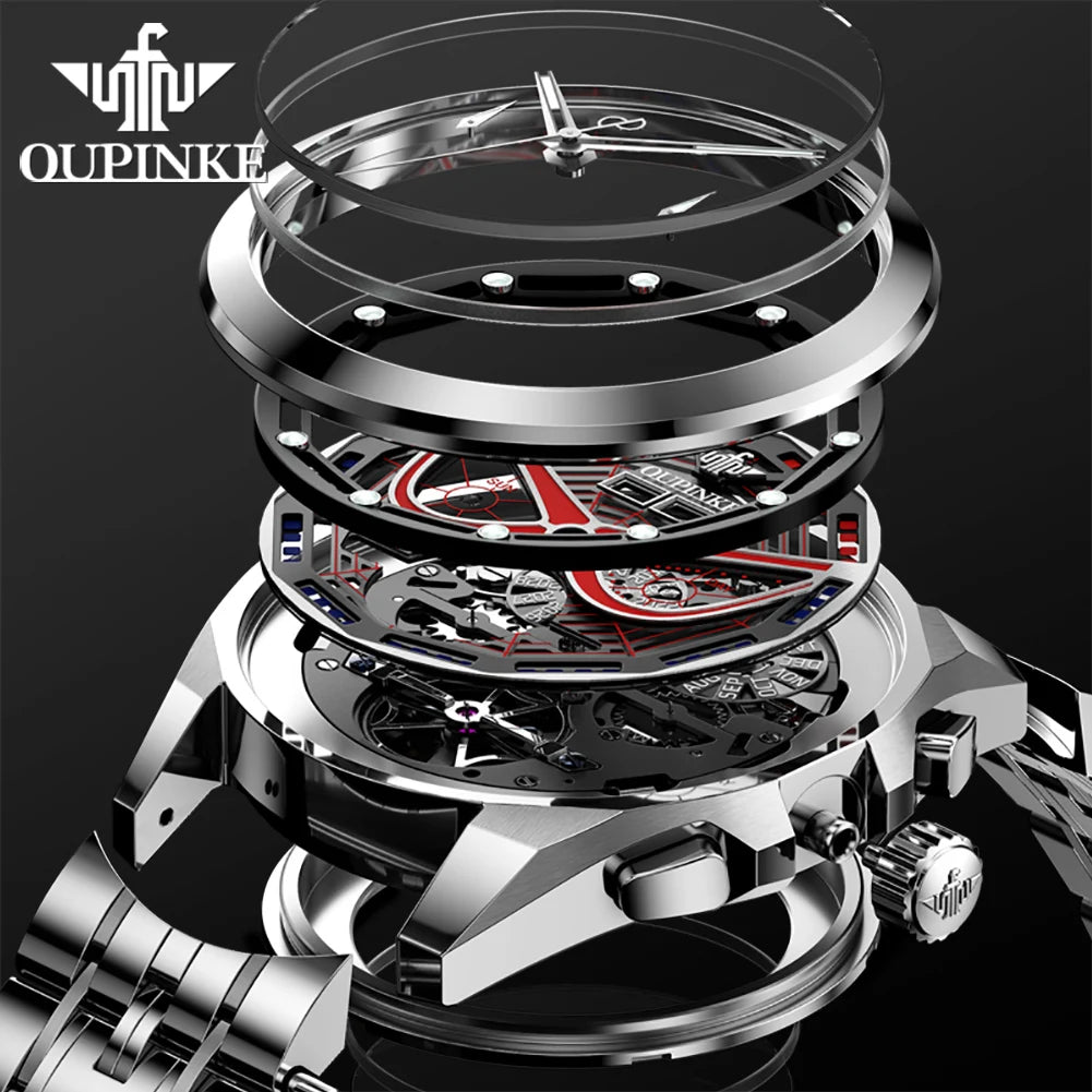 OUPINKE 3250 Luxury Hollow out Men Automatic Mechanical Watch Fashion Original Sports Deep Waterproof Luminous Men Watch Reloj - IFINDALL