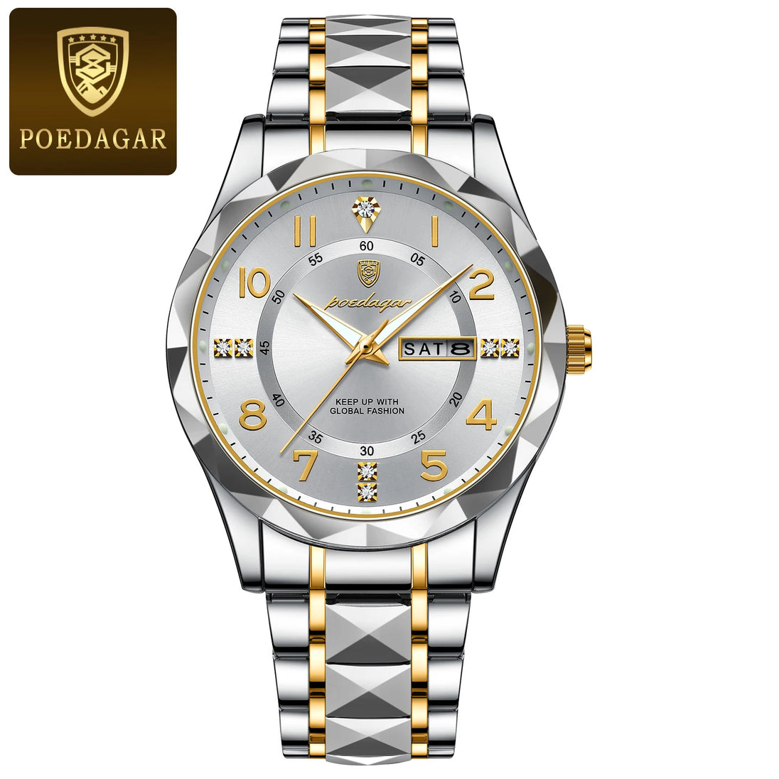 POEDAGAR Luxury Business Men's Wristwatch Stainless Steel Date Week Man Watch Waterproof Luminous Fashion Quartz Watches For Men - IFINDALL