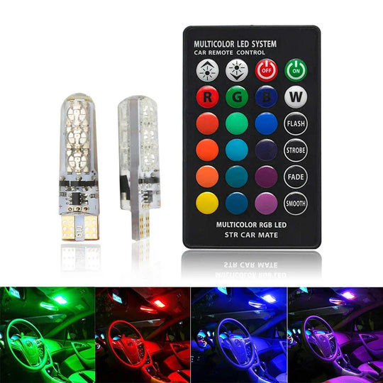 T10 W5w 194 168 5050 Festoon Dome Light Wedge Side Led SilicaGel LED Remote Controller Lamp RGB Bulbs Width Indicator - IFINDALL