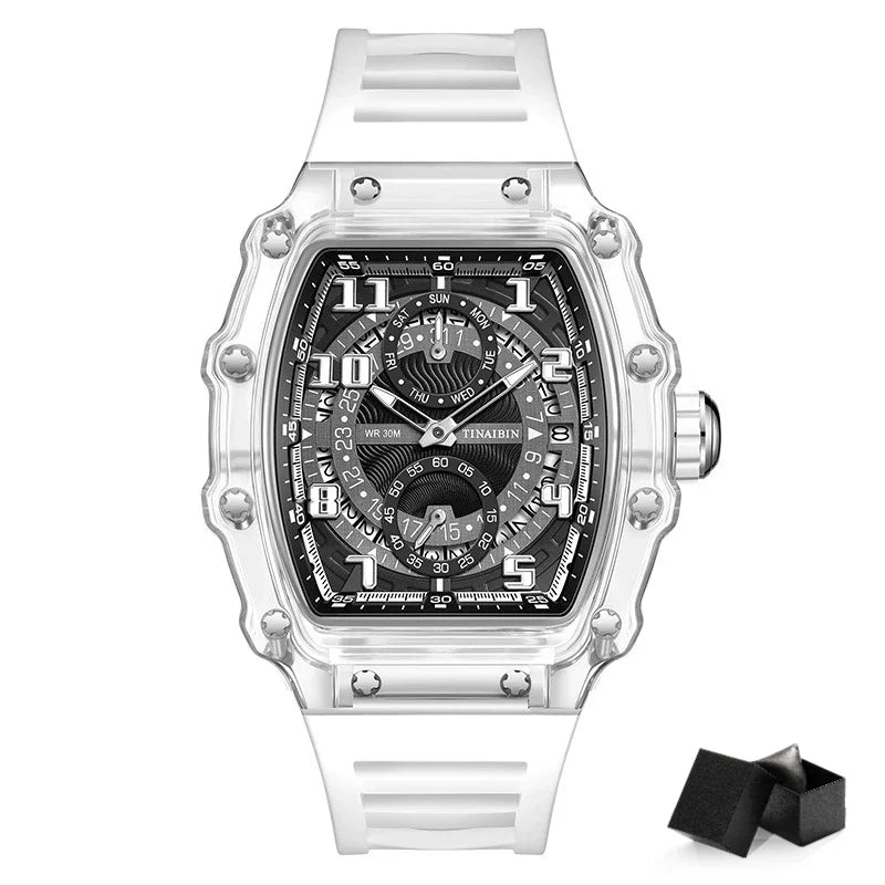 Unique Blue Fashion Brand Men's Watches Silicone Strap Waterproof Out Door Sport Military Watches for Men Multi Function Luxury - IFINDALL