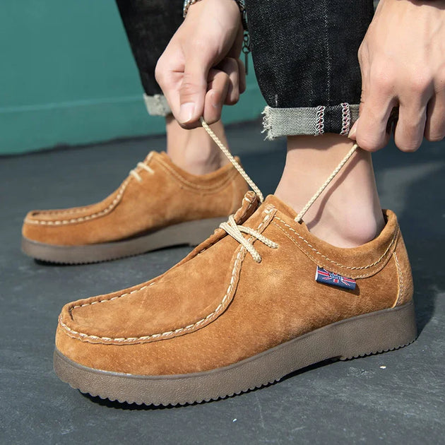 Men Casual Shoes High-Grade Suede Leather Work Shoes Male Lace-up Flats Sneakers Platform British Business Party Dress Shoes 46 - IFINDALL