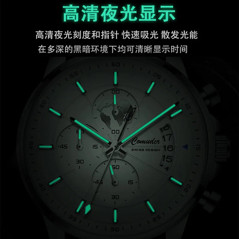 Men's Watch Leather Strap Quartz Watch Waterproof Calendar Quartz Movement Man Wrist Watch Business Style A4319 - IFINDALL