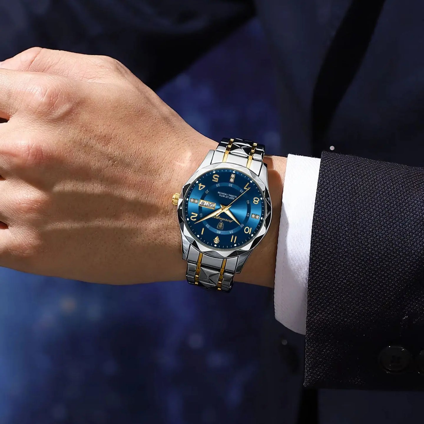 POEDAGAR Luxury Business Men's Wristwatch Stainless Steel Date Week Man Watch Waterproof Luminous Fashion Quartz Watches For Men - IFINDALL