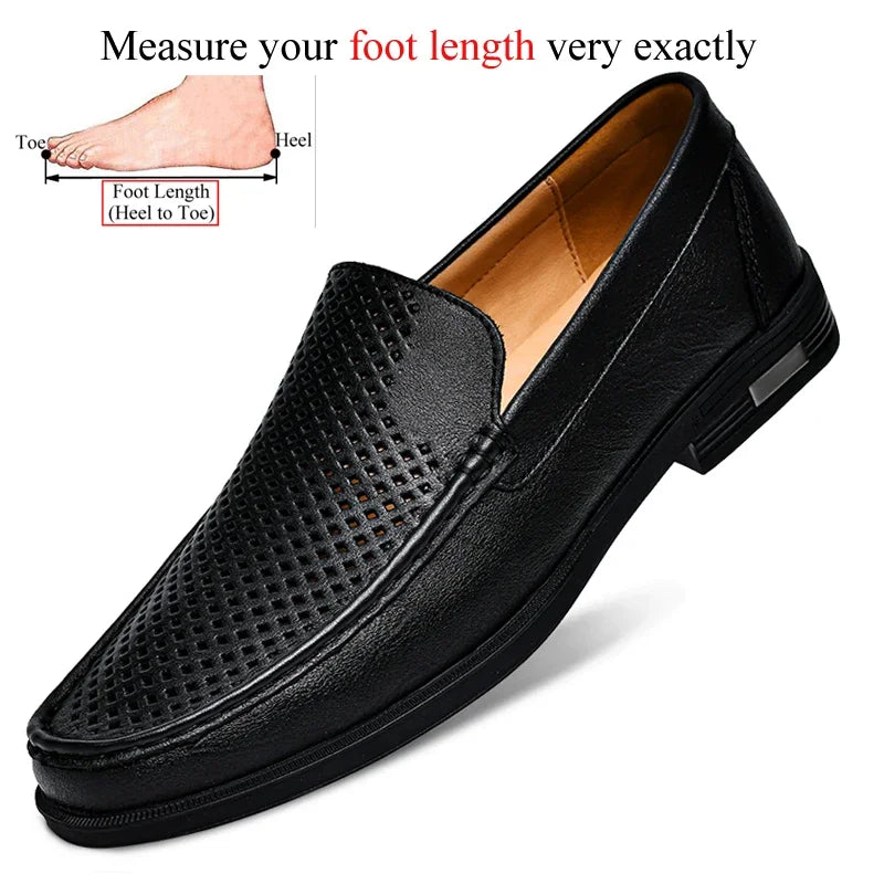 Genuine Leather Slip on Loafers Men Formal Dress Shoes Office Driving Wedding Party Mocasines Hombre Big Size Casual Shoes - IFINDALL
