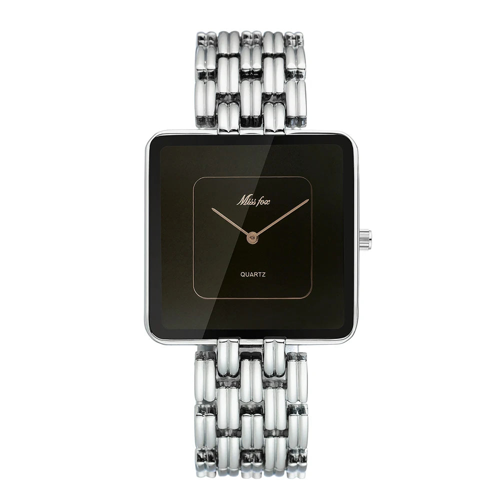 MISSFOX Brand Wristwatch Minimalist Fashion Quartz Watches Classic Design Square Dial Waterproof Stainless Steel Watch For Gift - IFINDALL