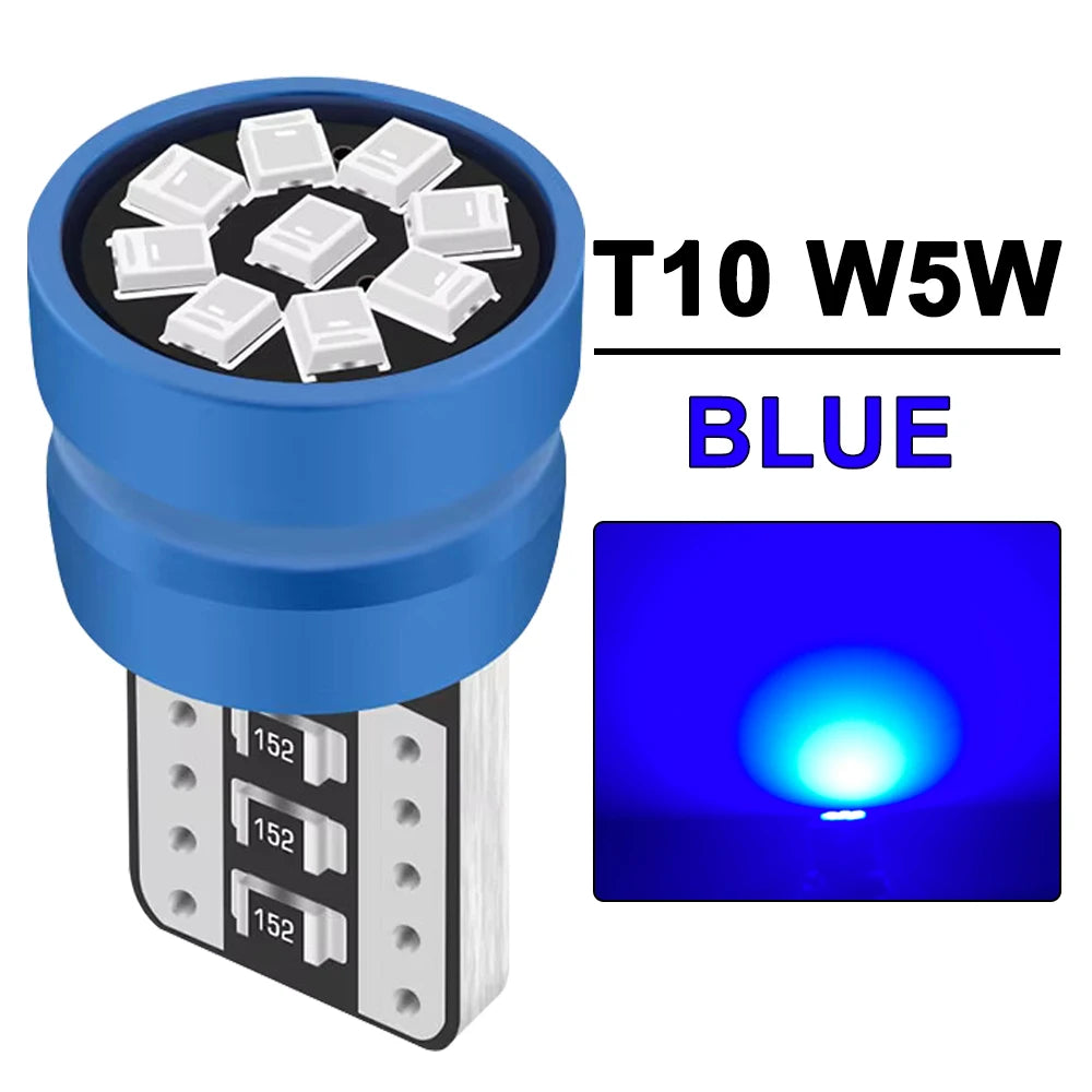 2/4/10/20 PCS CANBUS T10 W5W LED Bulb 12V 2016-9SMD 6500K Bright White Yellow Red Blue Car Interior Dome Door Maps Trunk Lights - IFINDALL