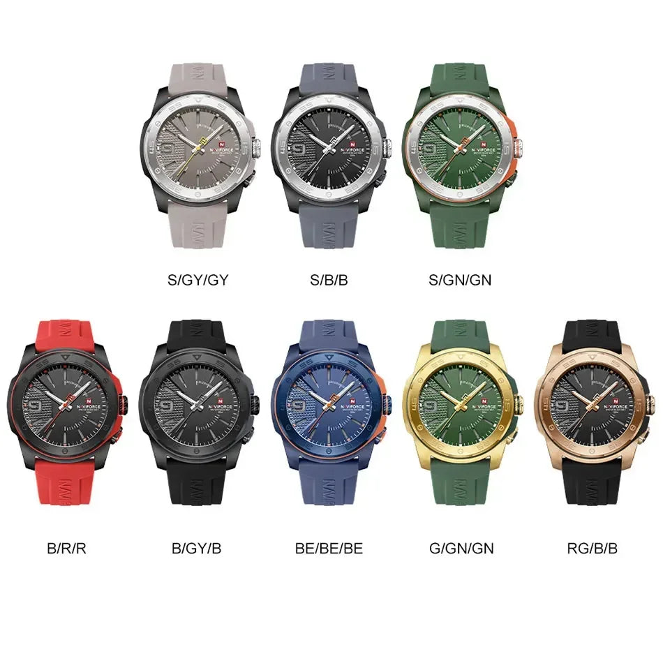 NAVIFORCE NF7112 Original Quartz Watch for Men Simple Silicone Strap 5Bar Waterproof Luminous Watches - IFINDALL